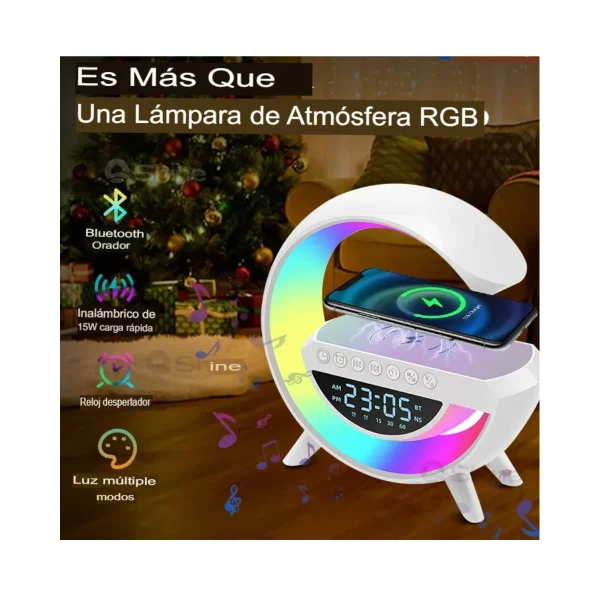 Altavoz Bluetooth con Cargador Inalámbrico y Lámpara LED